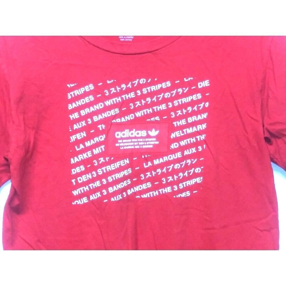 Adidas Logo T-Shirt RED womens Size L short sleeve cotton